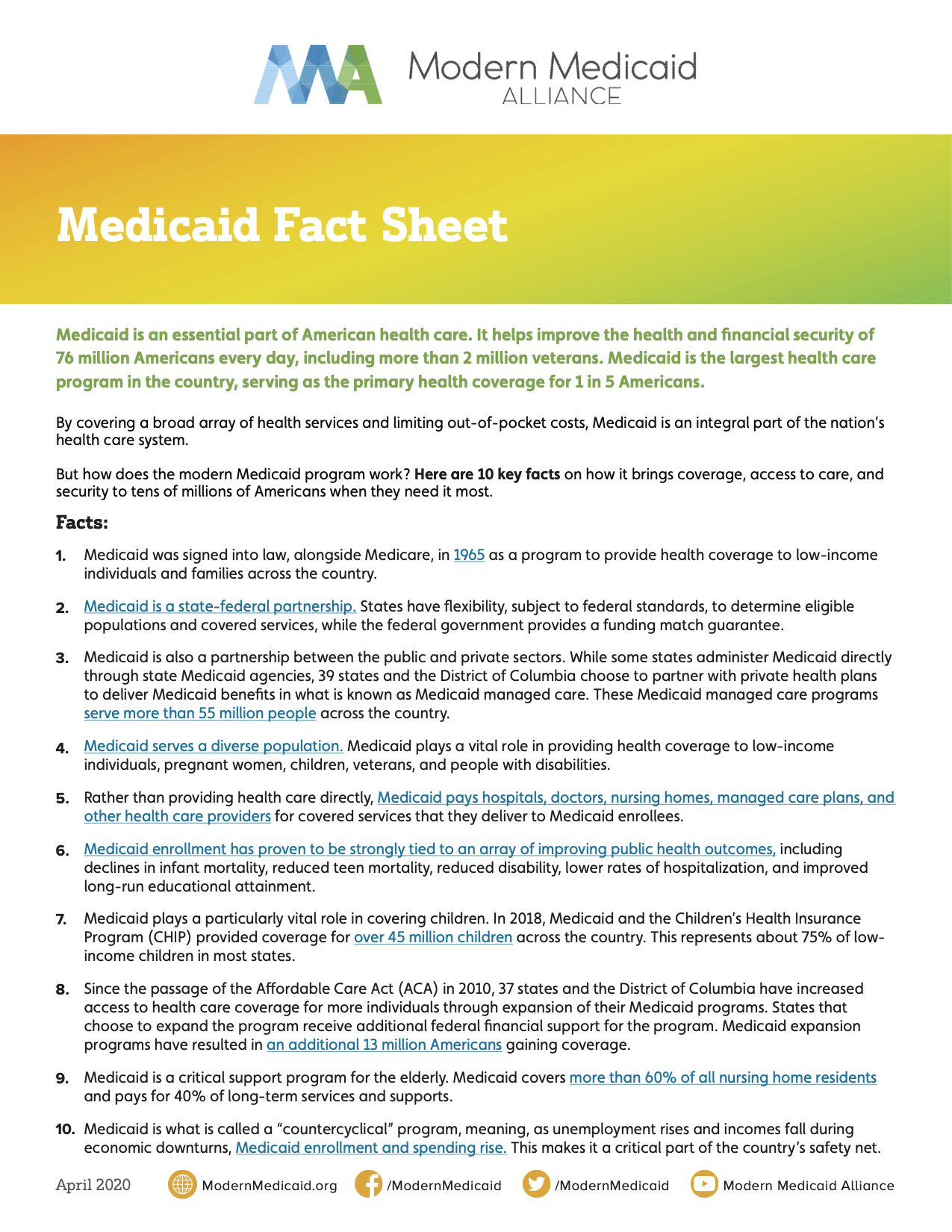 Medicaid Fact Sheet Modern Medicaid Alliance
