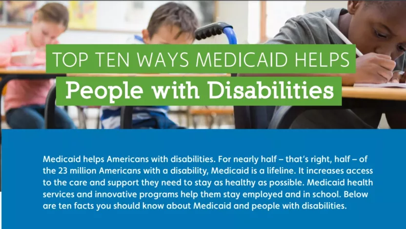 screenshot of the top ten ways medicaid helps people with disabilities infographic